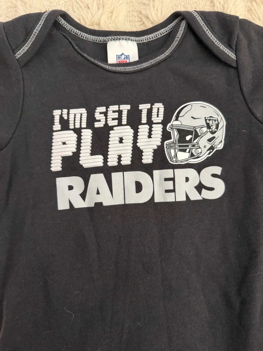 Team Apparel Raiders Baby Bodysuit 3-Pack in Black, Gray & White